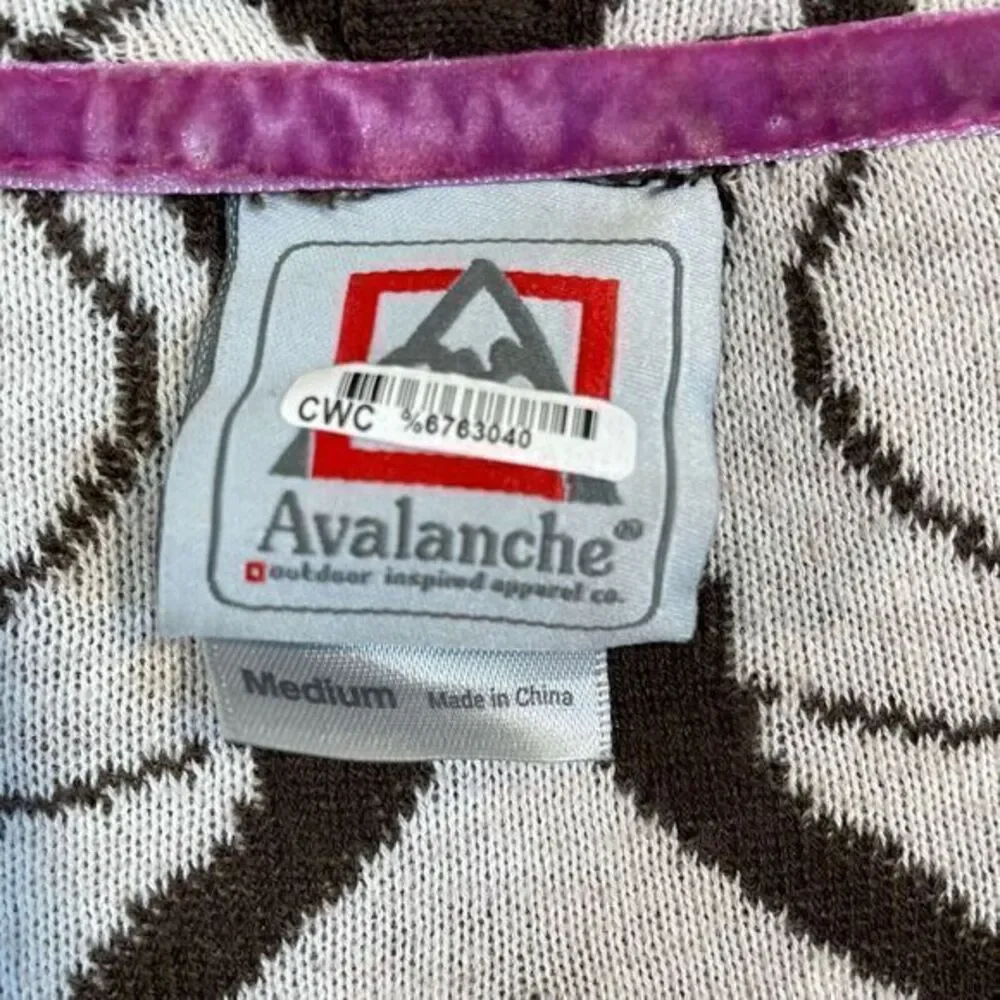 Avalanche Womens Full Zip Cardigan Brown Sz Medium Damask Knit Hoodie Tunic Cozy - Picture 2 of 12